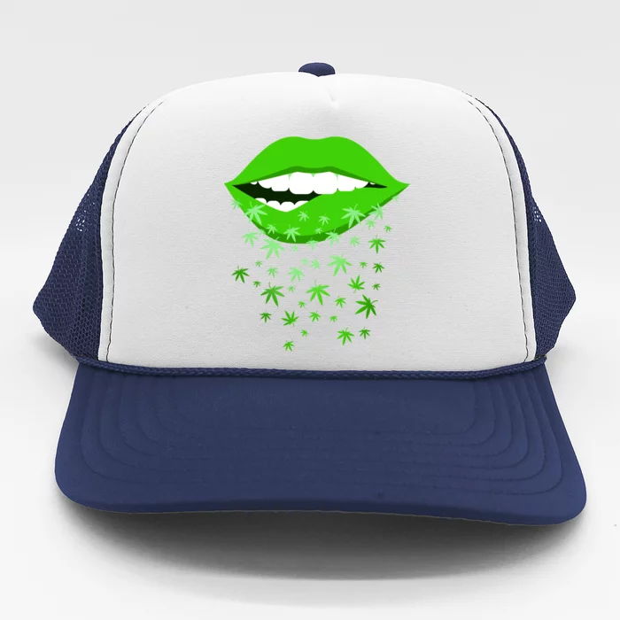 Sexy Lips Cannabis Marijuana Weed Trucker Hat