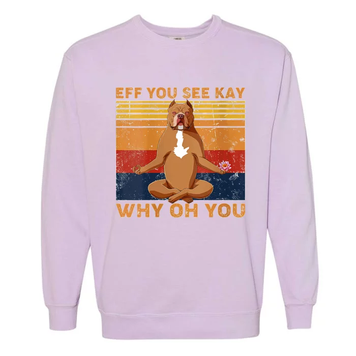 S Eff You See Kay Why Oh You Funny Pitbull Dog Yoga Vintage V Neck Garment-Dyed Sweatshirt