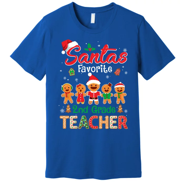 Santa's Favorite 2nd Grade Teacher Cookie Xmas Hat Christmas Funny Gift Premium T-Shirt