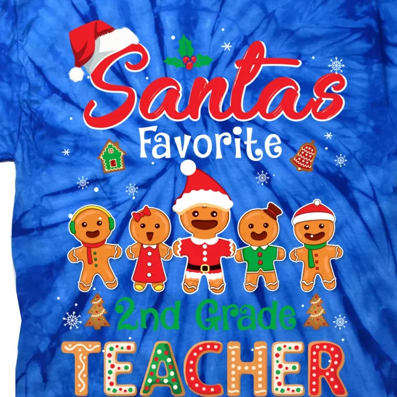 Santa's Favorite 2nd Grade Teacher Cookie Xmas Hat Christmas Funny Gift Tie-Dye T-Shirt