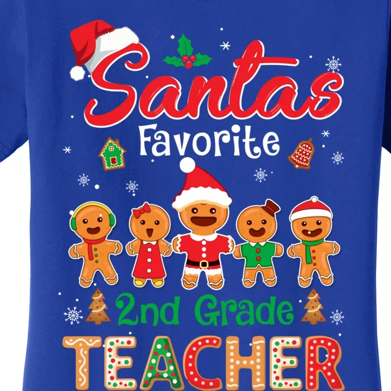 Santa's Favorite 2nd Grade Teacher Cookie Xmas Hat Christmas Funny Gift Women's T-Shirt