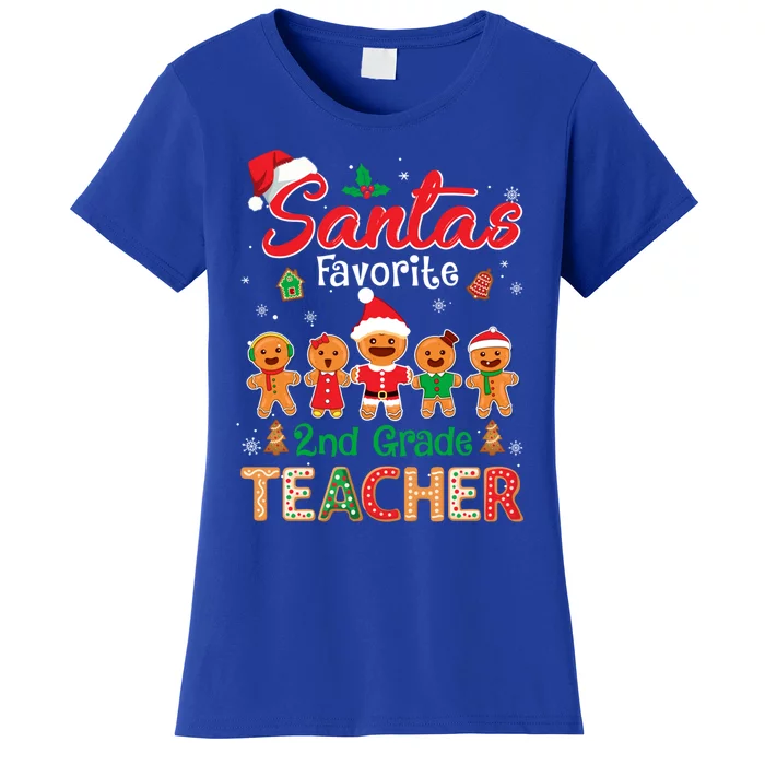 Santa's Favorite 2nd Grade Teacher Cookie Xmas Hat Christmas Funny Gift Women's T-Shirt