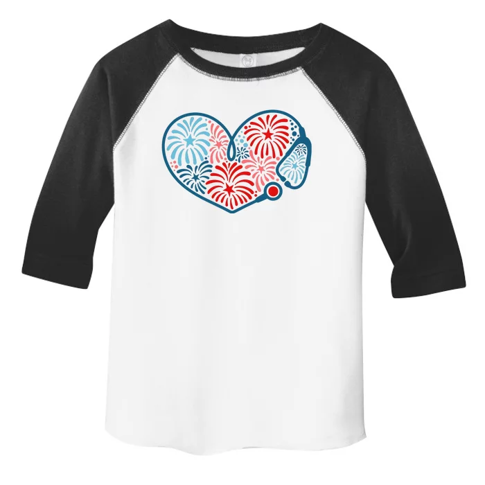 Stethoscope Fireworks 4th Of July Nurse Toddler Fine Jersey T-Shirt