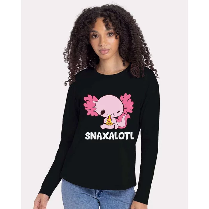 Snaxalotl Funny Axolotl Pizza Cute Axolotl Womens Cotton Relaxed Long Sleeve T-Shirt