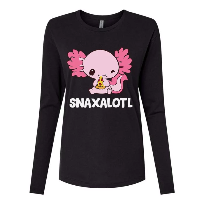 Snaxalotl Funny Axolotl Pizza Cute Axolotl Womens Cotton Relaxed Long Sleeve T-Shirt