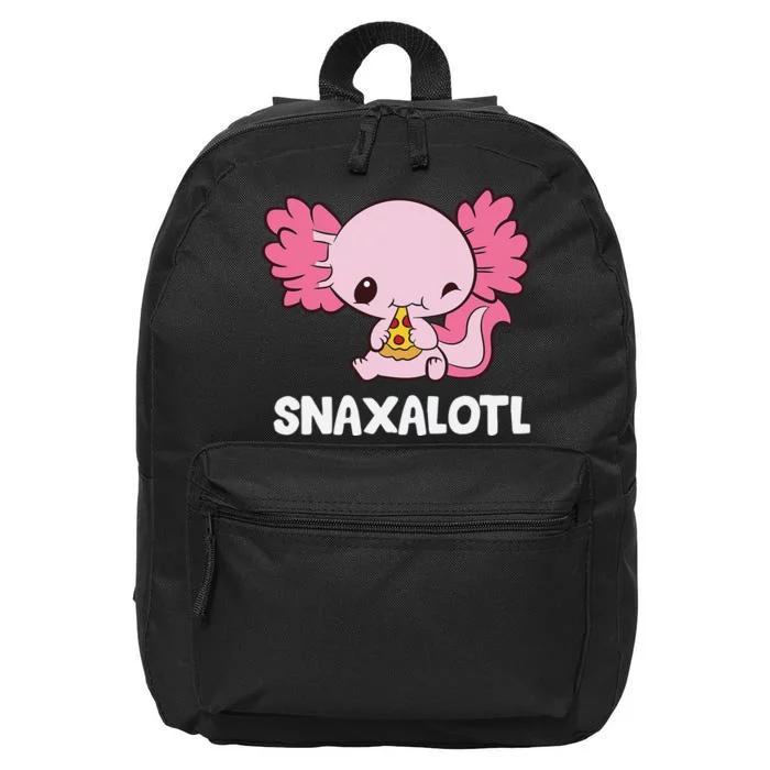 Snaxalotl Funny Axolotl Pizza Cute Axolotl 16 in Basic Backpack