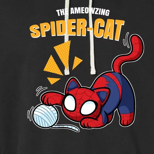 Spider Funny Amazing Spider Cat Meme Garment-Dyed Fleece Hoodie