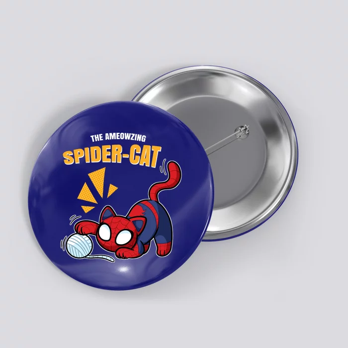 Spider Funny Amazing Spider Cat Meme Button