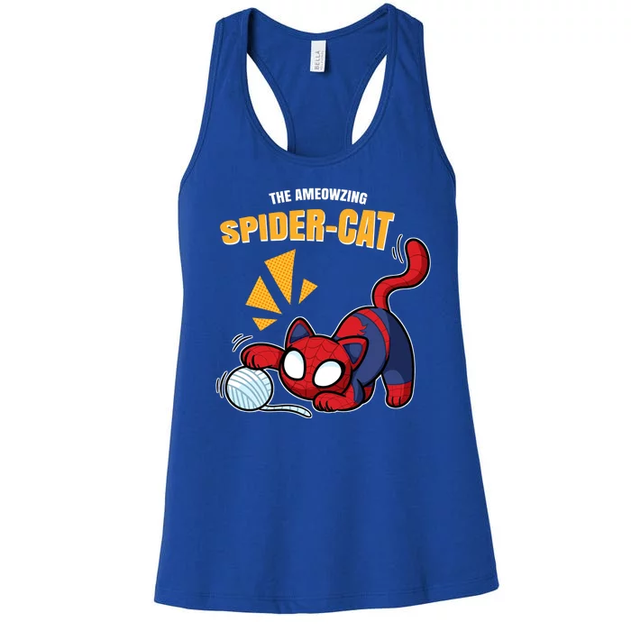 Spider Funny Amazing Spider Cat Meme Women's Racerback Tank