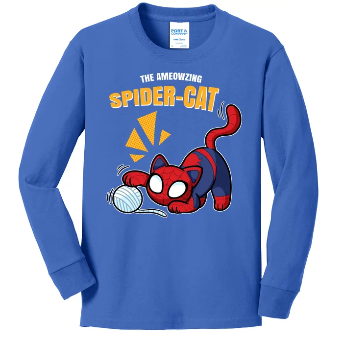 Spider Funny Amazing Spider Cat Meme Kids Long Sleeve Shirt