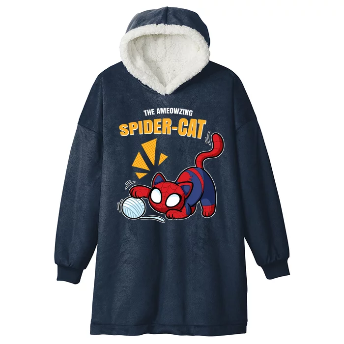 Spider Funny Amazing Spider Cat Meme Hooded Wearable Blanket