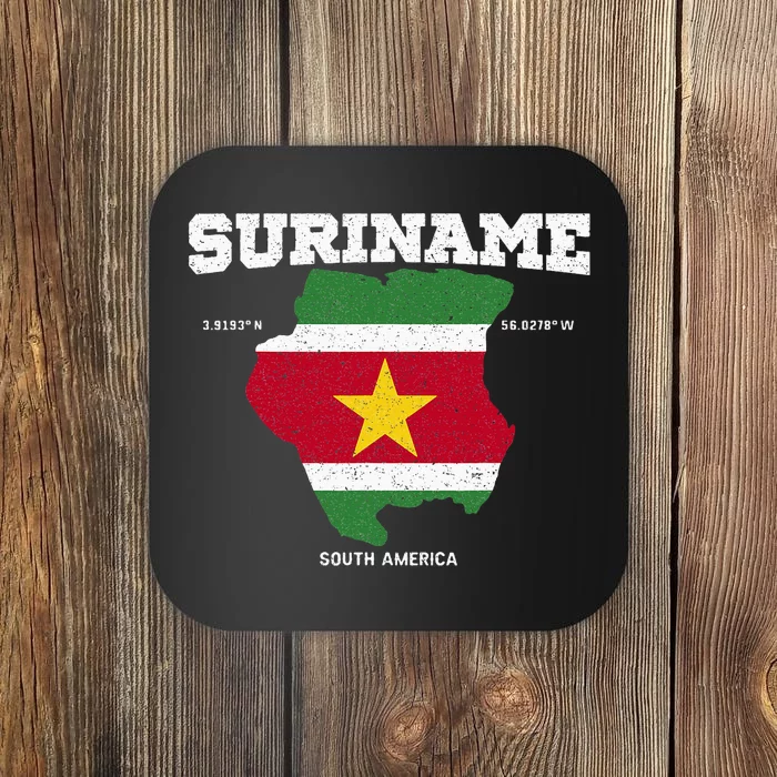 Suriname Flag And Map Suriname Coordinates Coaster