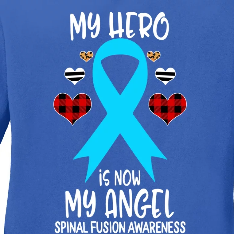 Spinal Fusion Awareness Remembrance Hero Is Now My Angel Gift Ladies Long Sleeve Shirt