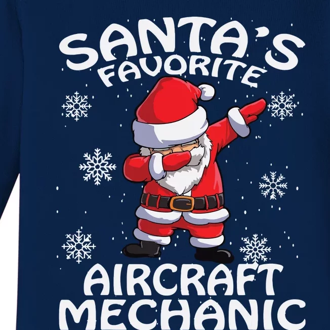 Santas Favorite Aircraft Mechanic Christmas Baby Long Sleeve Bodysuit