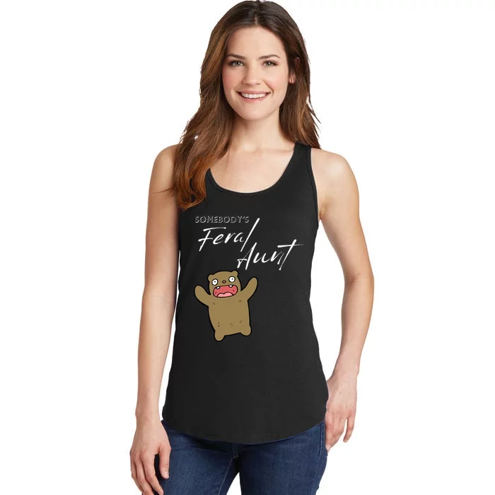 Somebody's Feral aunt Cute Funny Aunty Bear Birthday Ladies Essential Tank