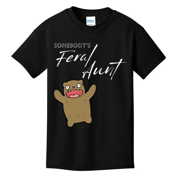 Somebody's Feral aunt Cute Funny Aunty Bear Birthday Kids T-Shirt