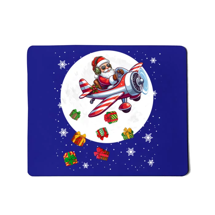 Santa Flying Airplane Christmas Moon Matching Pilot Lover Great Gift Mousepad