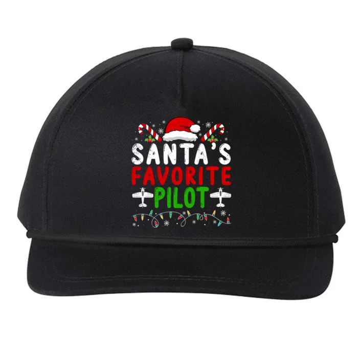 SantaS Favorite Airplane Pilot Family Matching Christmas Gift Snapback Five-Panel Rope Hat