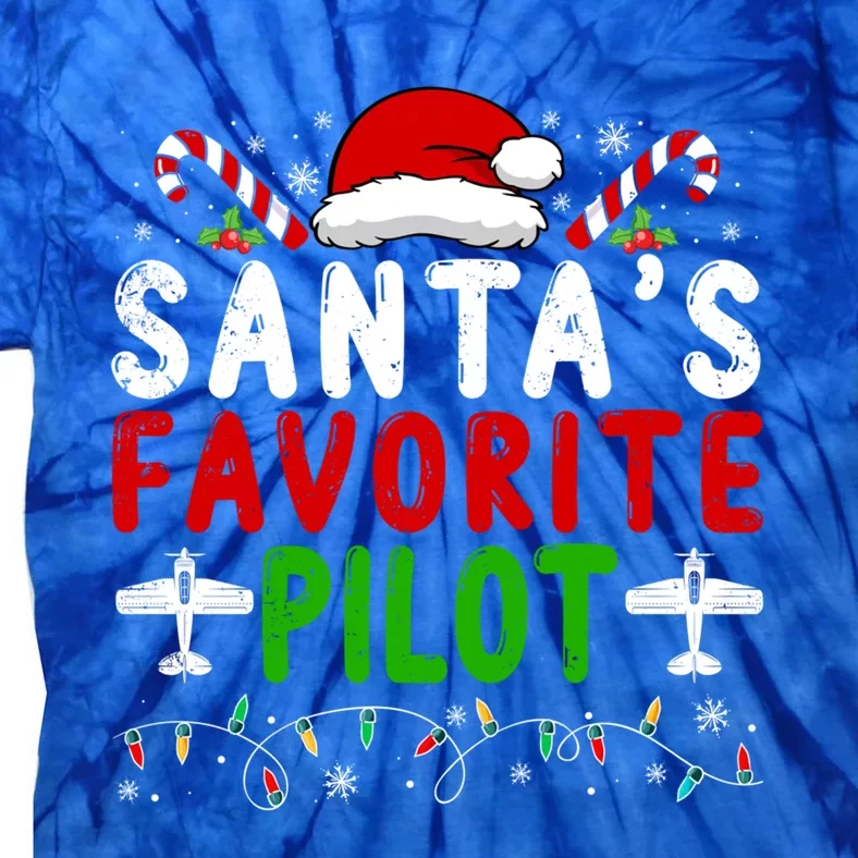 SantaS Favorite Airplane Pilot Family Matching Christmas Gift Tie-Dye T-Shirt