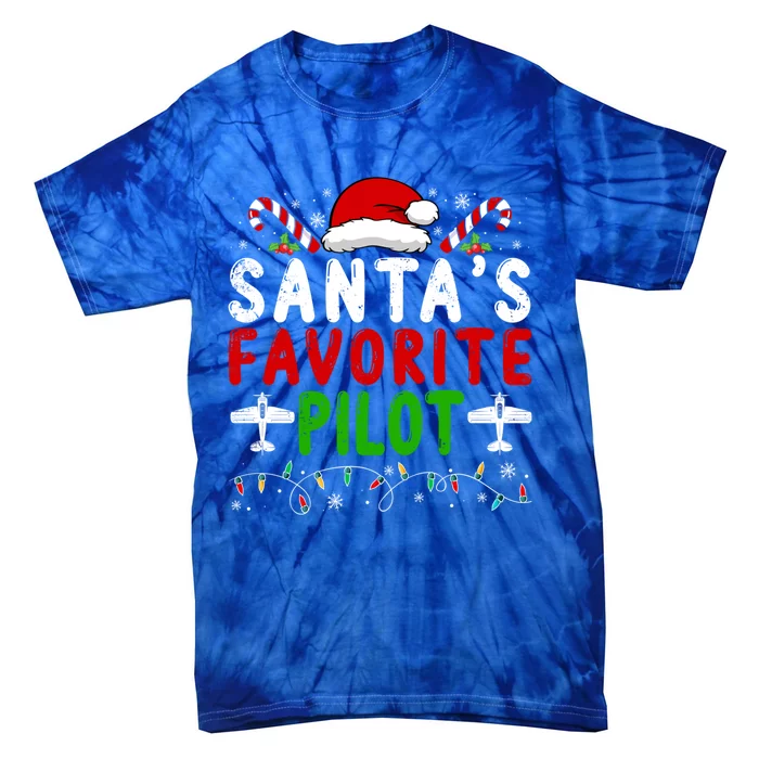 SantaS Favorite Airplane Pilot Family Matching Christmas Gift Tie-Dye T-Shirt