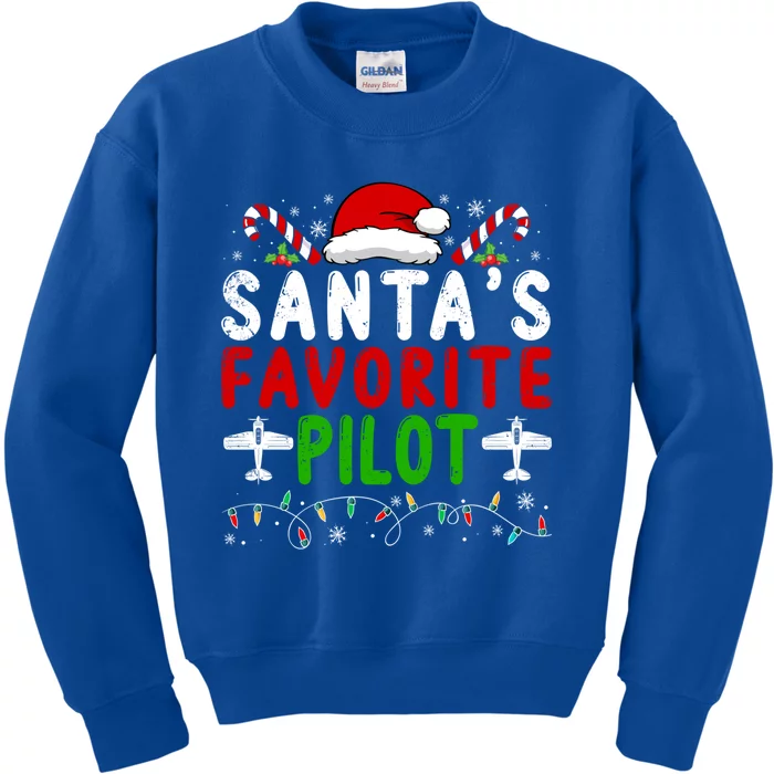 SantaS Favorite Airplane Pilot Family Matching Christmas Gift Kids Sweatshirt