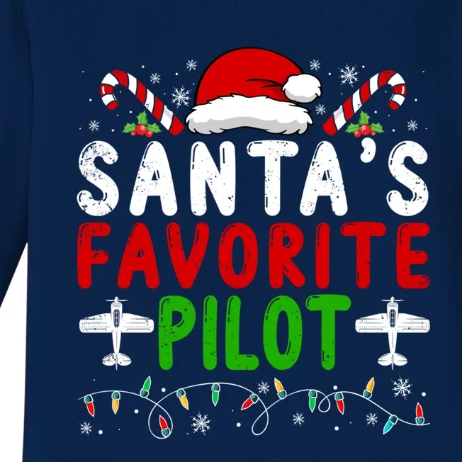 SantaS Favorite Airplane Pilot Family Matching Christmas Gift Baby Long Sleeve Bodysuit