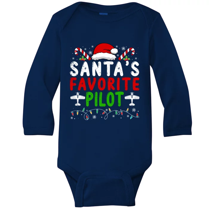 SantaS Favorite Airplane Pilot Family Matching Christmas Gift Baby Long Sleeve Bodysuit