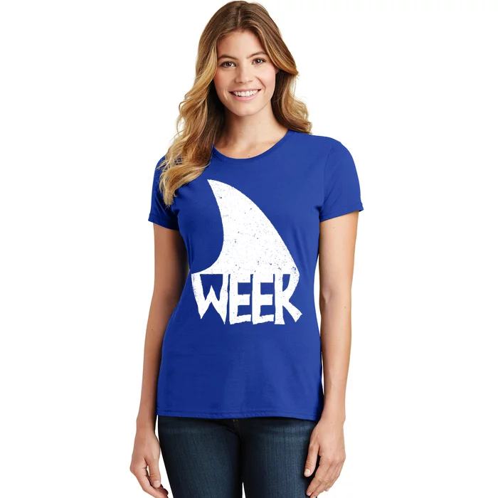 Shark Fin Art Simple Week 2024 Design For Ocean Sharks Lover Gift Women's T-Shirt