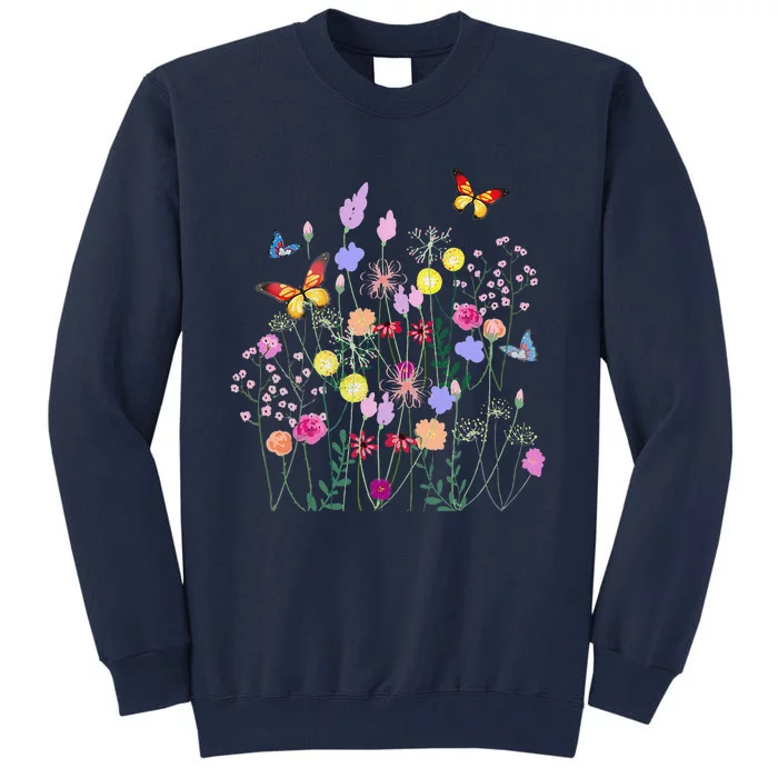 Spring Flowers,butterflies,summer,spring Art Tall Sweatshirt