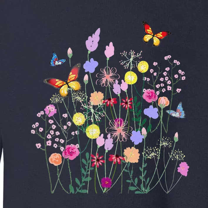 Spring Flowers,butterflies,summer,spring Art Toddler Sweatshirt