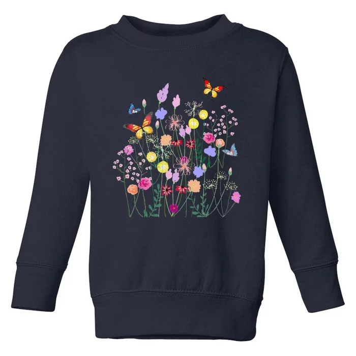 Spring Flowers,butterflies,summer,spring Art Toddler Sweatshirt