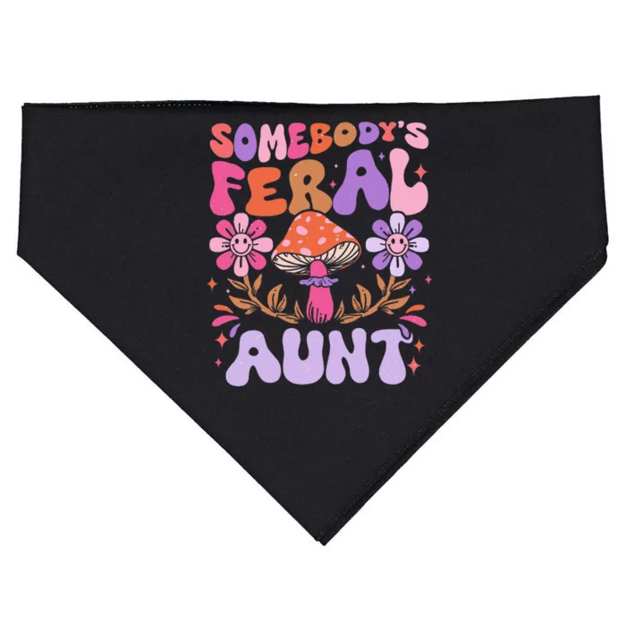 Somebody's Feral Aunt Groovy For Cool Aunt Gift For Aunt USA-Made Doggie Bandana