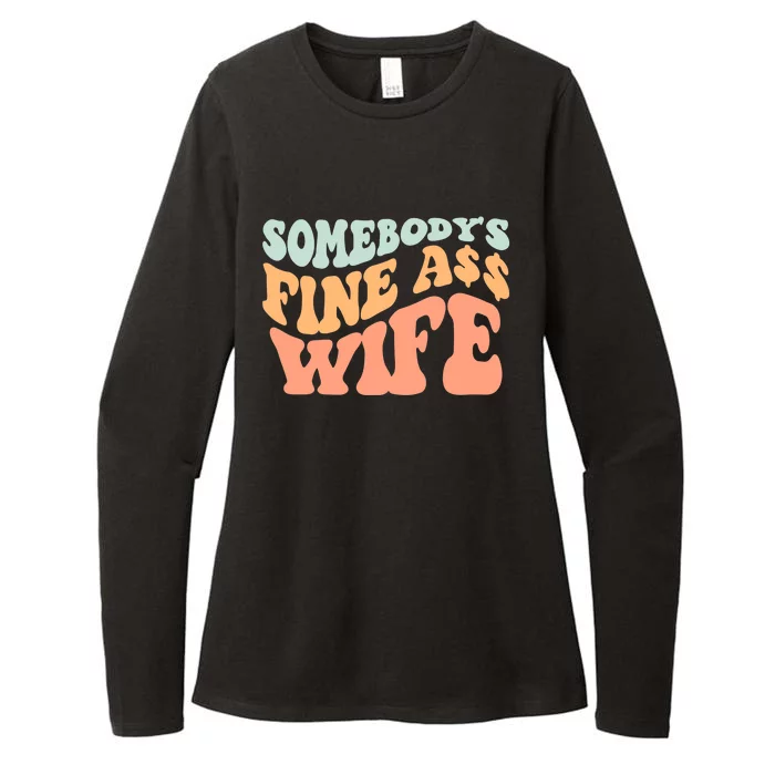 Somebodys Fine Ass Wife Retro Wavy Groovy Vintage Womens CVC Long Sleeve Shirt