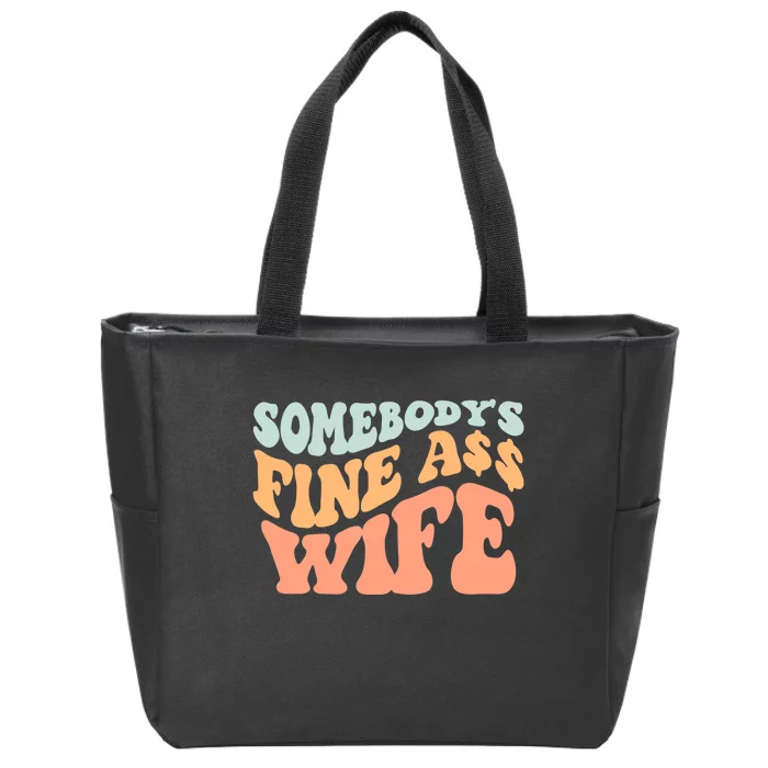 Somebodys Fine Ass Wife Retro Wavy Groovy Vintage Zip Tote Bag