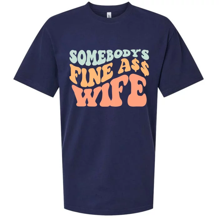 Somebodys Fine Ass Wife Retro Wavy Groovy Vintage Sueded Cloud Jersey T-Shirt