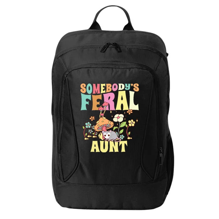 Somebody's Feral Aunt Opossum Wild Auntie Groovy Mushroom City Backpack