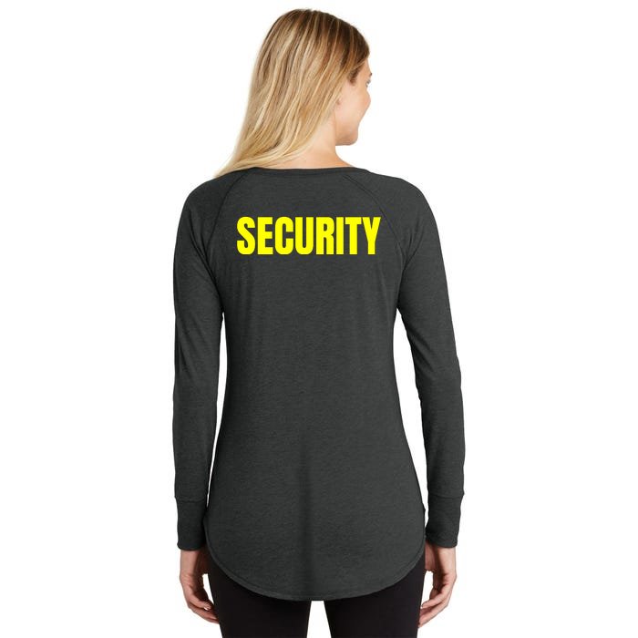 Security Front And Back Print Staff Event Uniform Bouncer Front & Back Women's Perfect Tri Tunic Long Sleeve Shirt