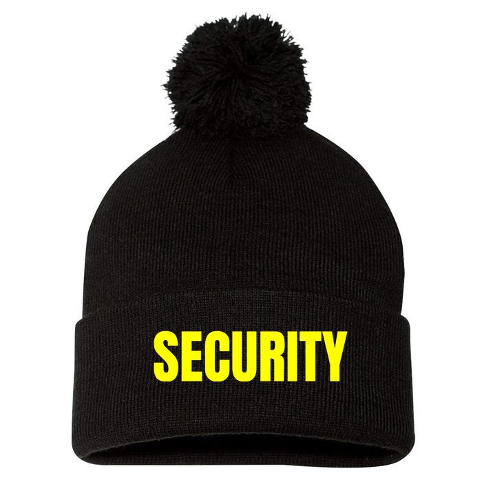 Security Front And Back Print Staff Event Uniform Bouncer Front & Back Pom Pom 12in Knit Beanie