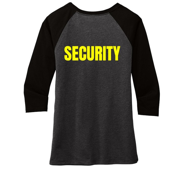 Security Front And Back Print Staff Event Uniform Bouncer Front & Back Women's Tri-Blend 3/4-Sleeve Raglan Shirt