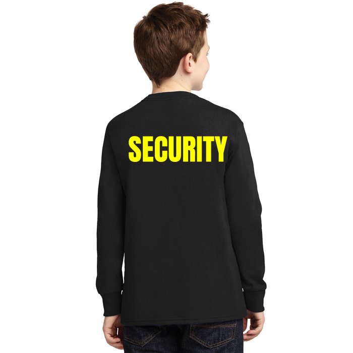 Security Front And Back Print Staff Event Uniform Bouncer Front & Back Kids Long Sleeve Shirt