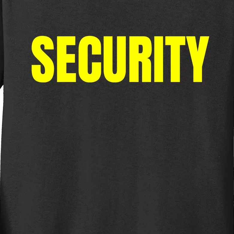 Security Front And Back Print Staff Event Uniform Bouncer Front & Back Kids Long Sleeve Shirt