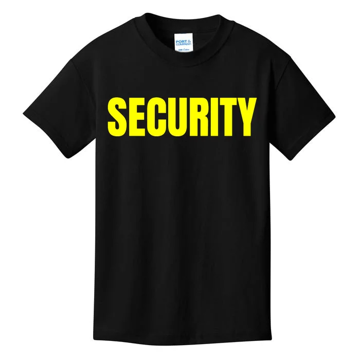 Security Front And Back Print Staff Event Uniform Bouncer Front & Back Kids T-Shirt