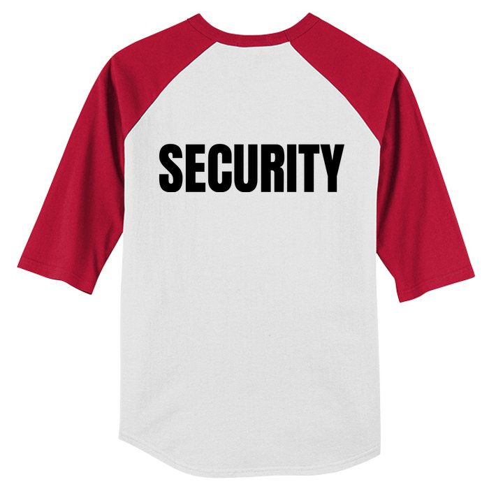 Security Front And Back Print Staff Event Uniform Bouncer Front & Back Kids Colorblock Raglan Jersey