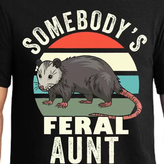 Somebody's Feral Aunt Retro Feral Cat Auntie Animal Cat Mom Pajama Set