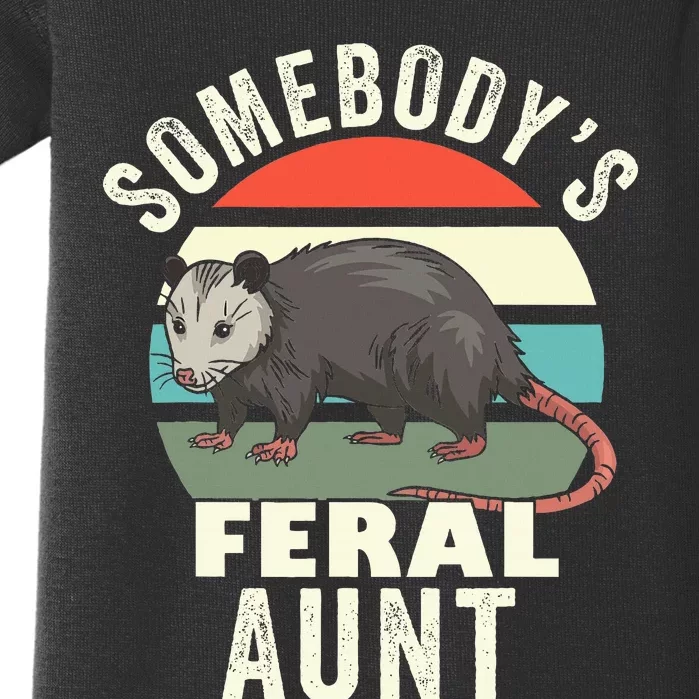 Somebody's Feral Aunt Retro Feral Cat Auntie Animal Cat Mom Baby Bodysuit