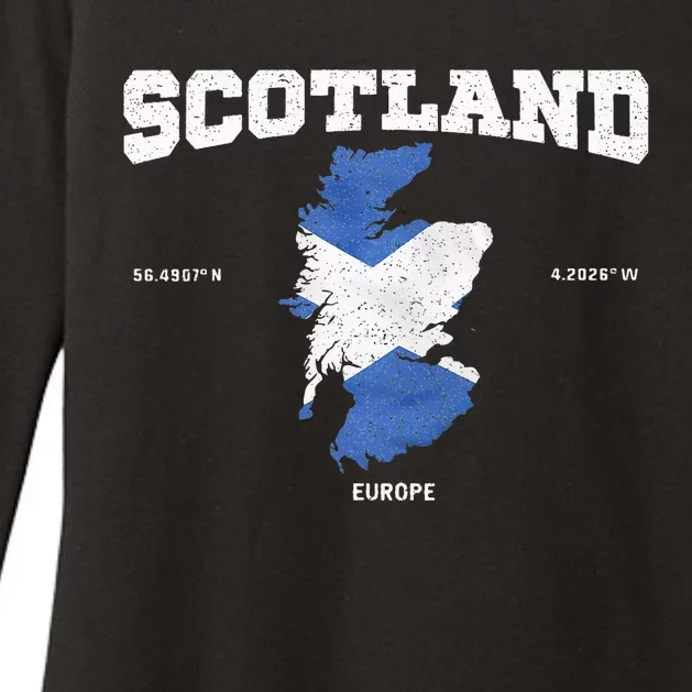 Scottish Flag And Map Scotland Coordinates Womens CVC Long Sleeve Shirt