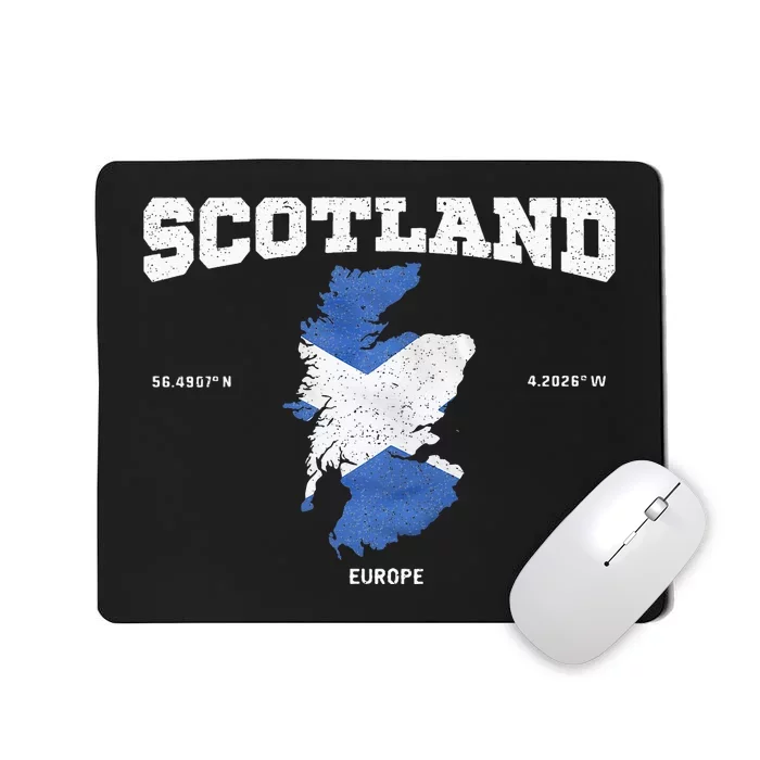 Scottish Flag And Map Scotland Coordinates Mousepad