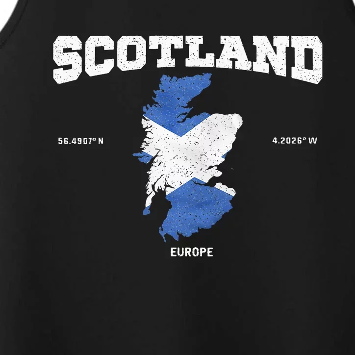 Scottish Flag And Map Scotland Coordinates Performance Tank