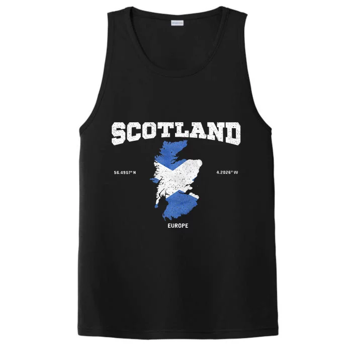 Scottish Flag And Map Scotland Coordinates Performance Tank