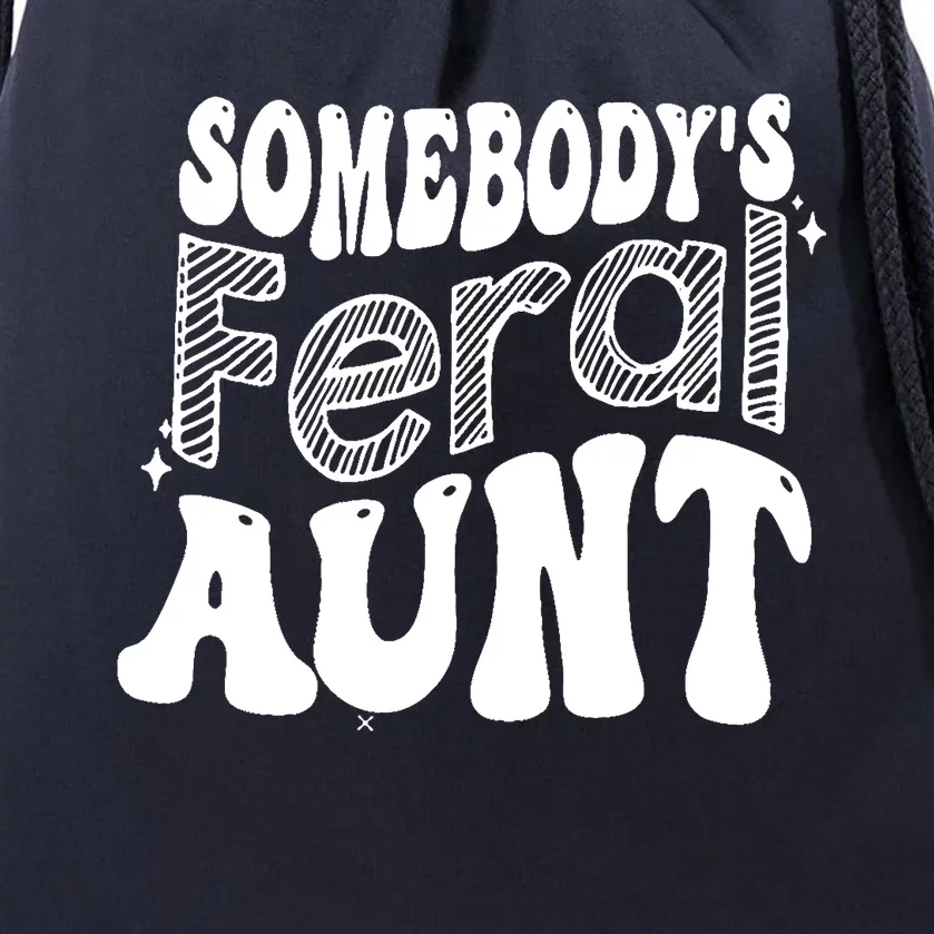 Somebody's Feral Aunt (on back) Drawstring Bag